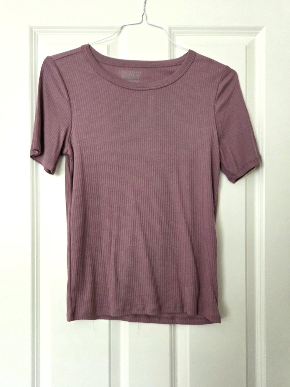 Lucky Brand Mauve Ribbed Short Sleeve Tee